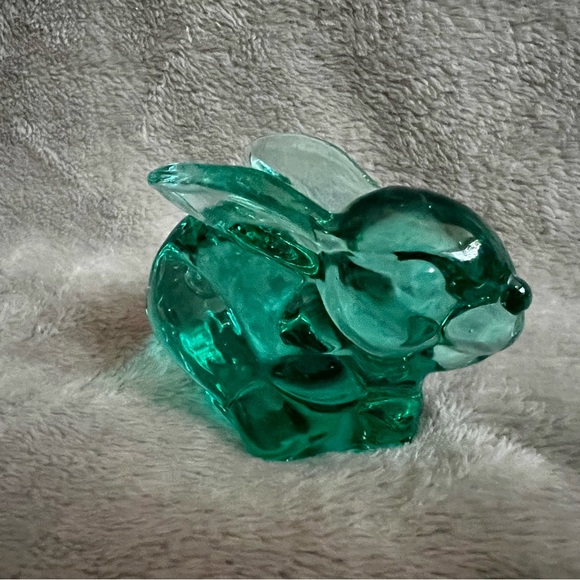 Vintage 1970s Silvestri Art Glass Green Bunny Rabbit Figurine Paperweight - Picture 9 of 10